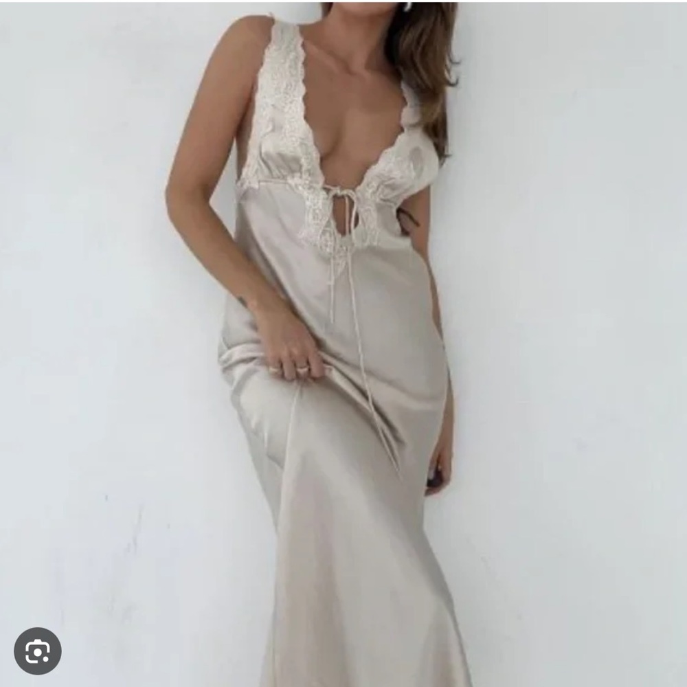 Rumored Cream Lace Maxi Dress